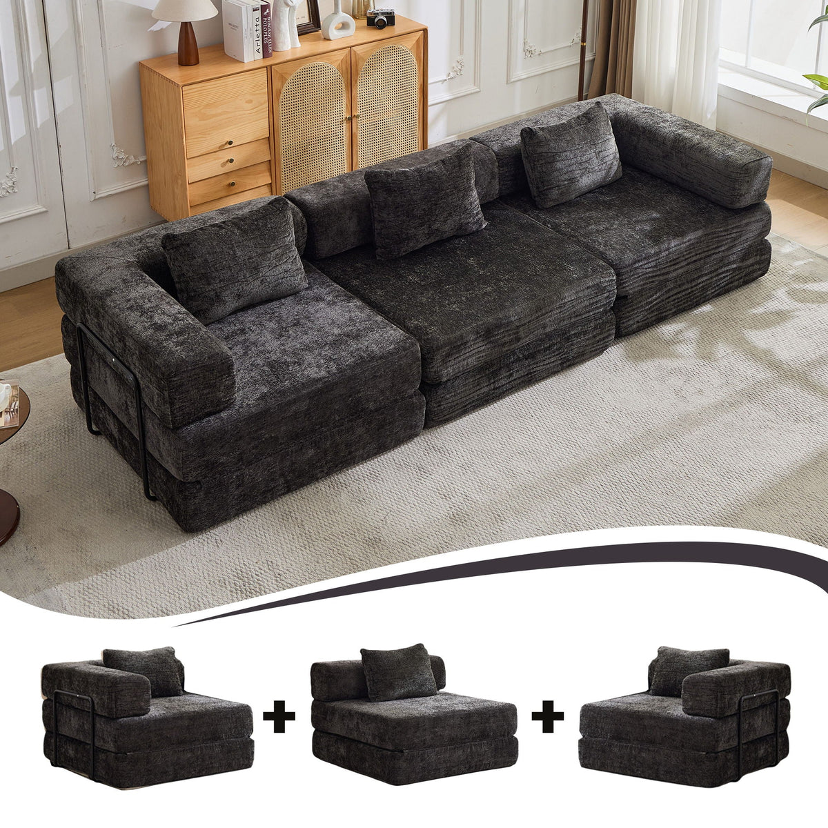 Convertible Floor Sofa Bed with Modular Design - Multiple Colors