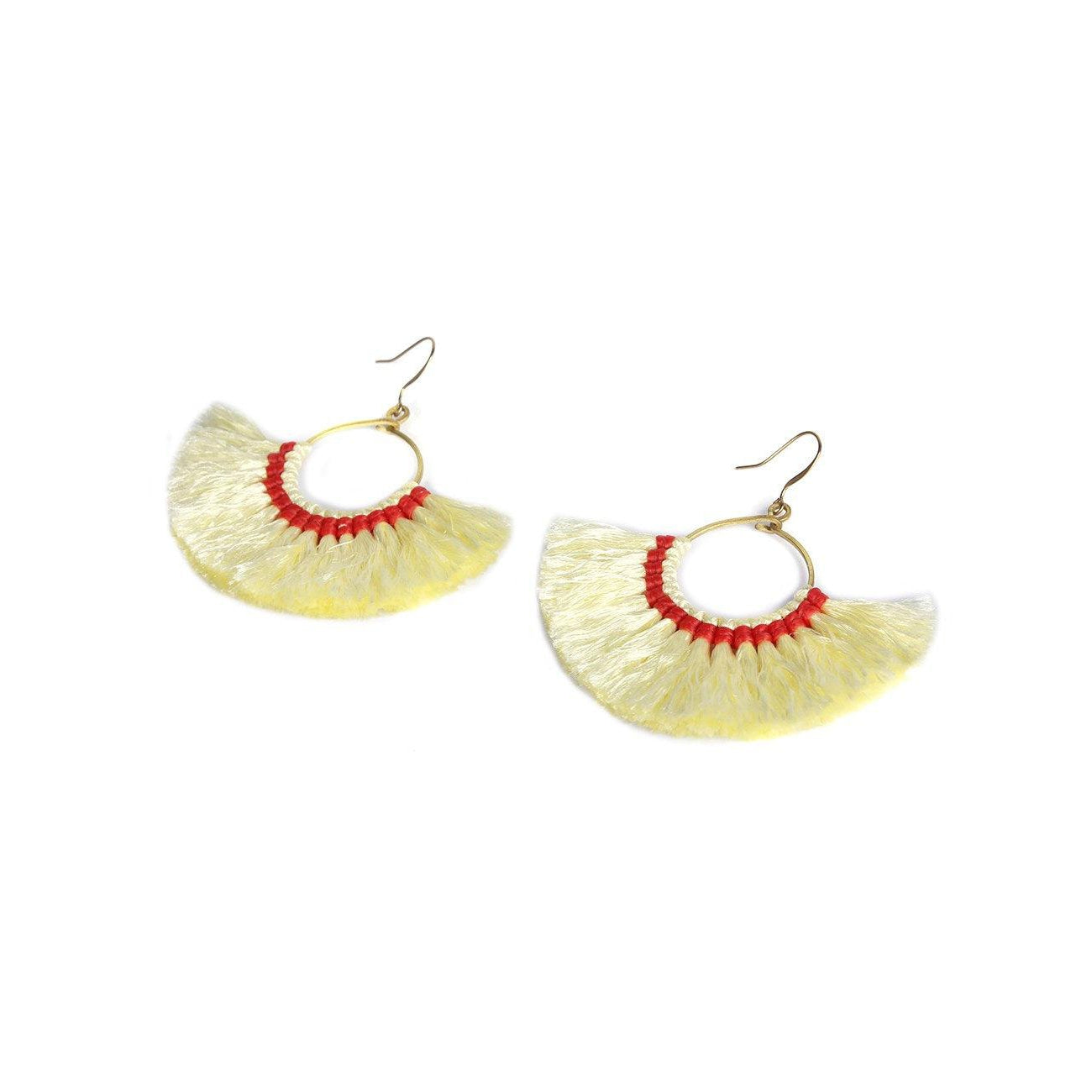 Half Moon Silk Tassel Handcrafted Earrings - Thailand
