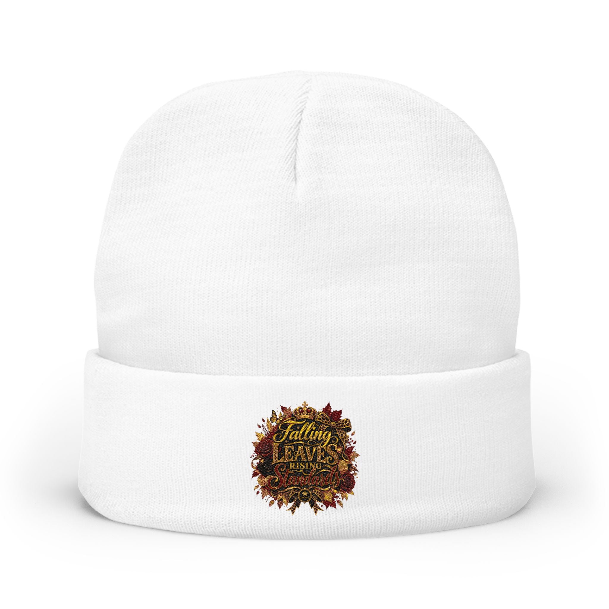 Falling Leaves, Rising Standards | Knit Beanie (Embroidery)