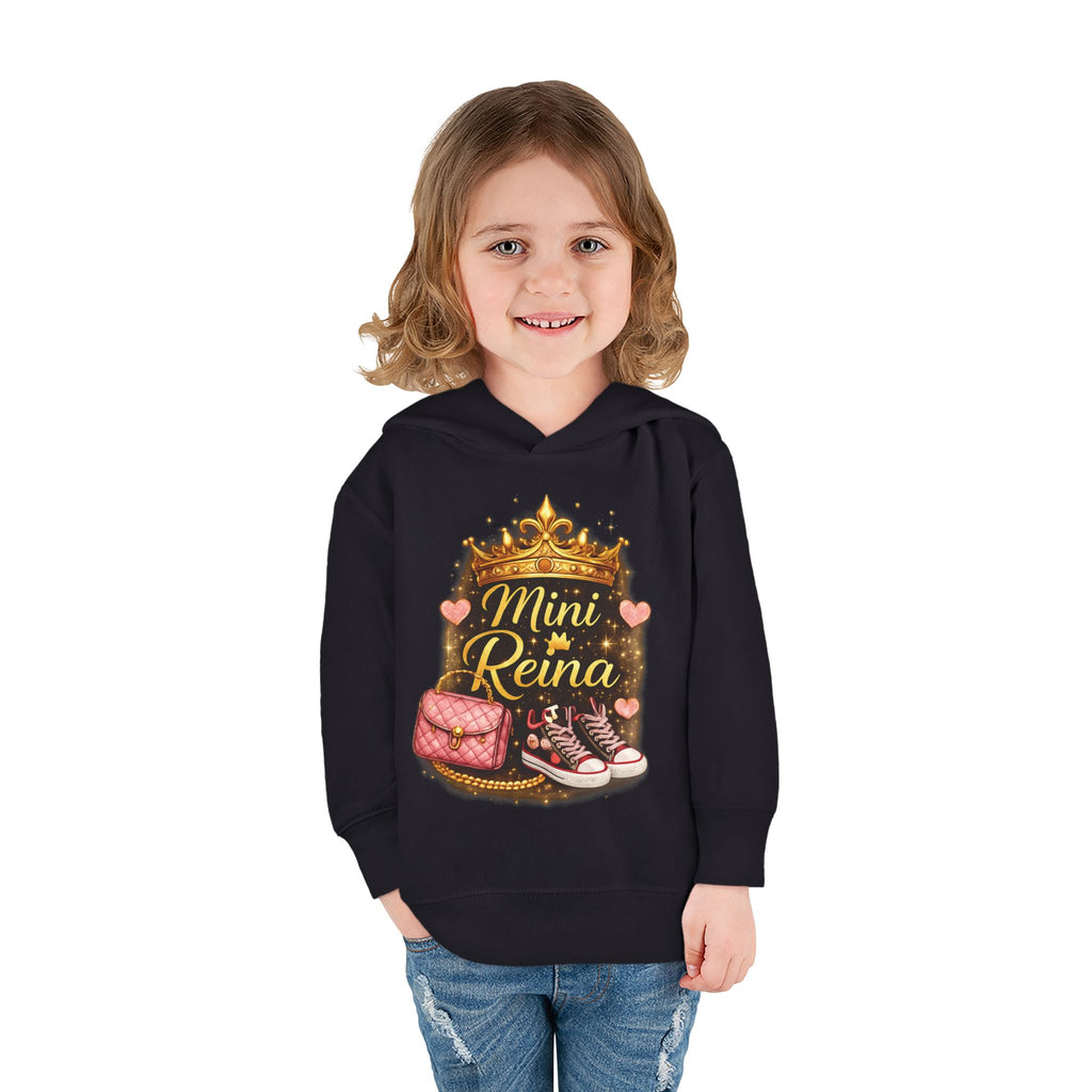 Toddler Hoodie - "Mini Reina" Crown & Shoes Pullover for Baby Girls