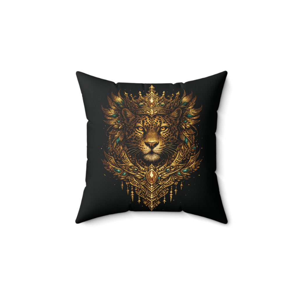 Golden Crowned Jaguar Decorative Pillow
