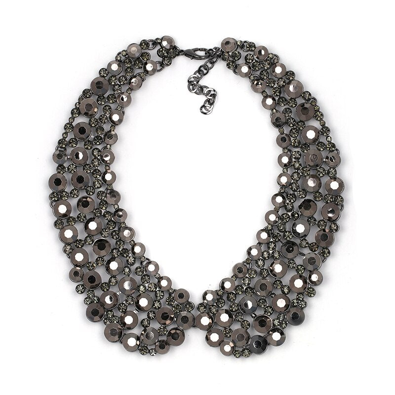 JURAN Fashion Crystal Collar-Style Necklace Choker Collar Bib Statement Simulated Pearl Necklaces for Women Jewelry Trend