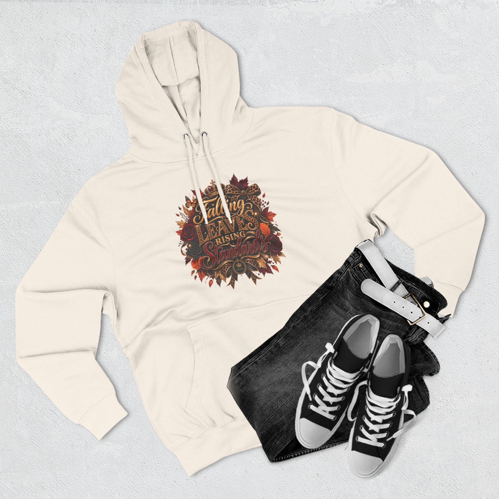 Falling Leaves, Rising Standards | Three-Panel Fleece Hoodie