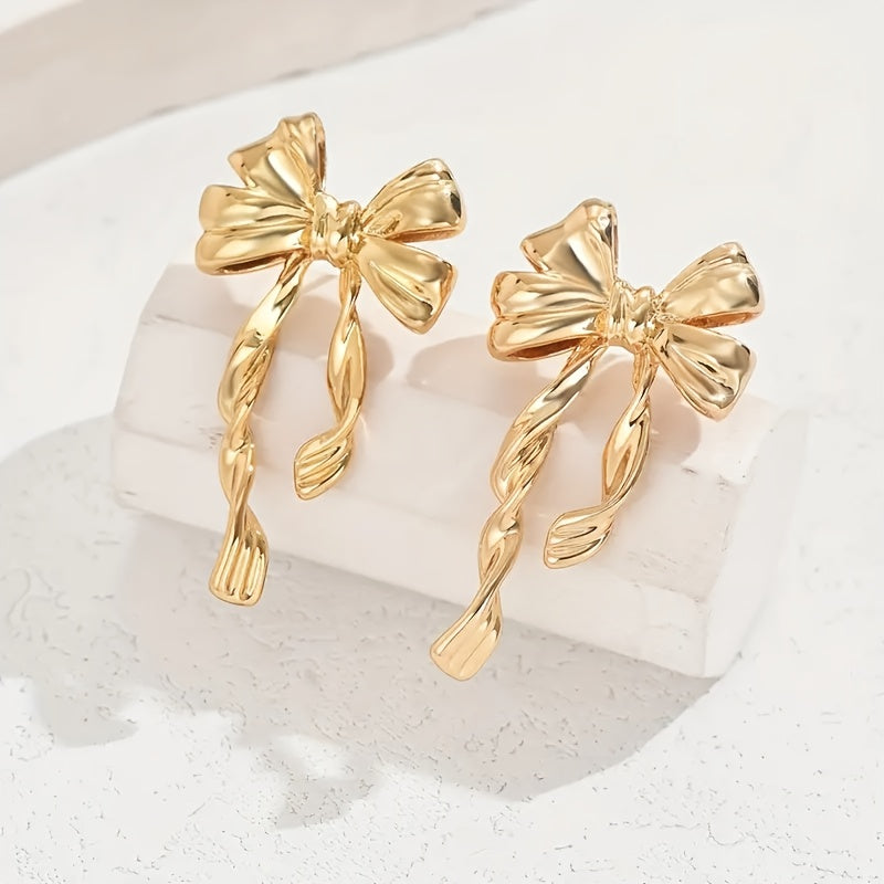 Luxe 1 Pair Elegant Boho Style Bow Earrings For Women, Perfect For Daily Wear, Gatherings & Vacations, Ideal Thanksgiving Jewelry Gift