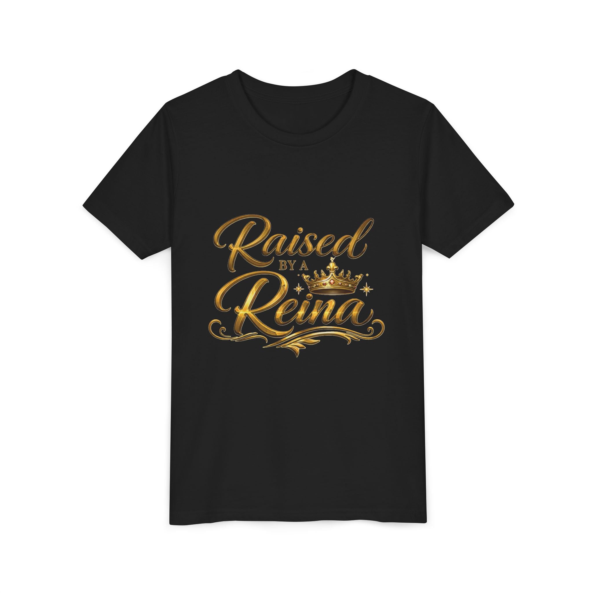 Raised by a Reina Youth Tee | Gold Crown Kids Shirt