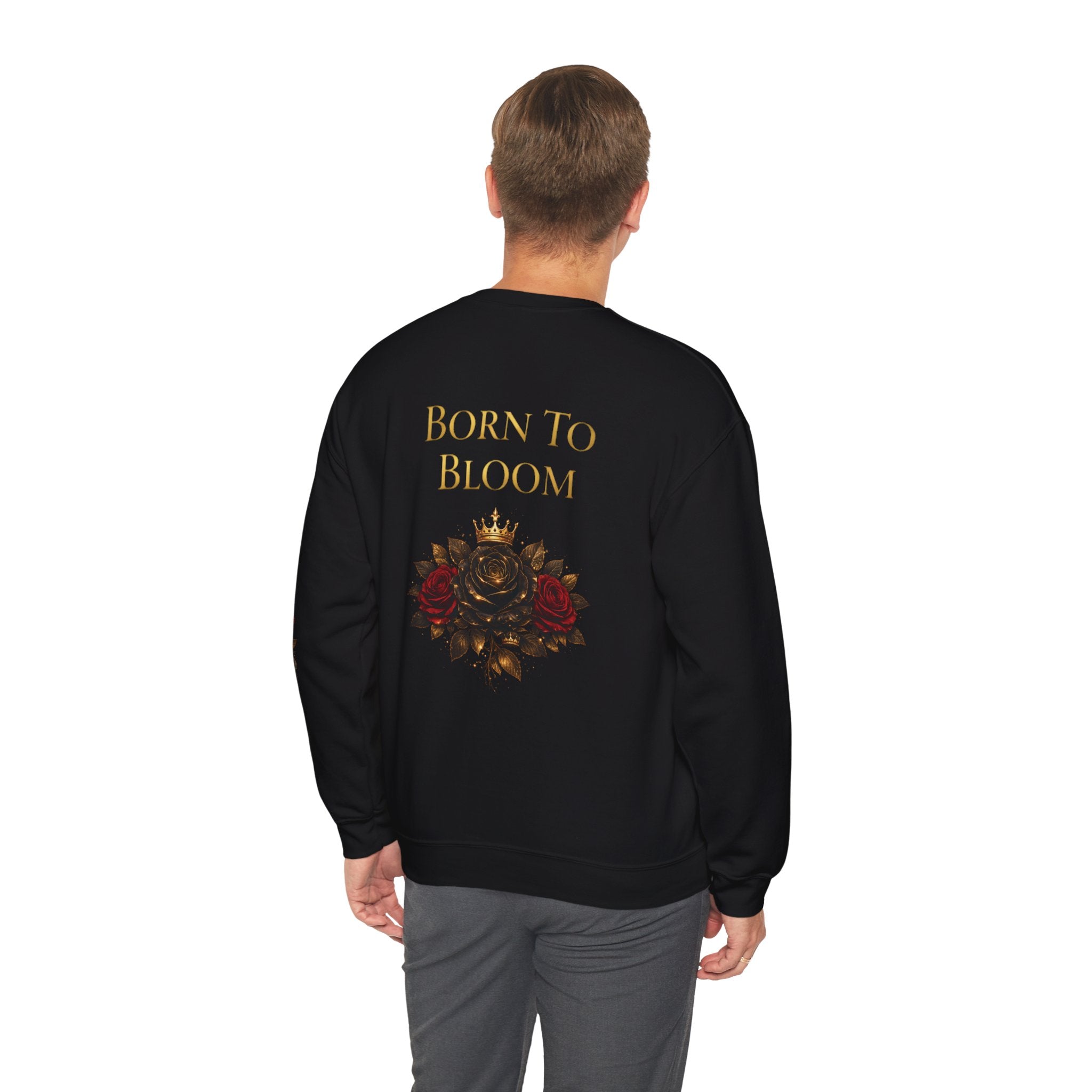 Born to Bloom Crewneck Sweatshirt — Floral Crown Rose Graphic