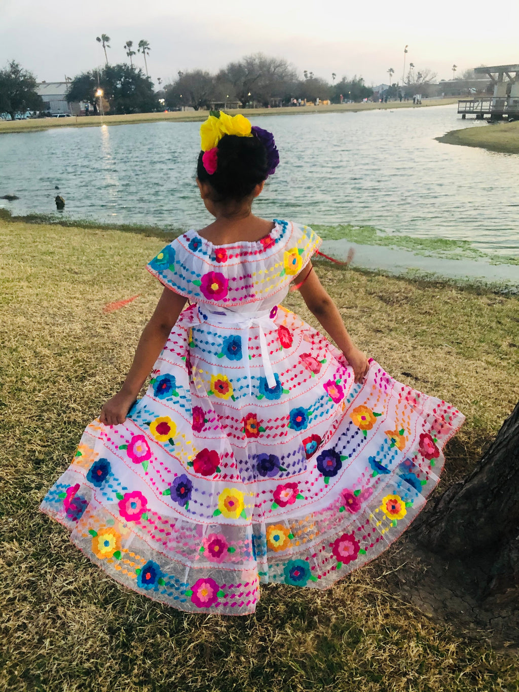Mexican Chiapaneca Dress for Girls White