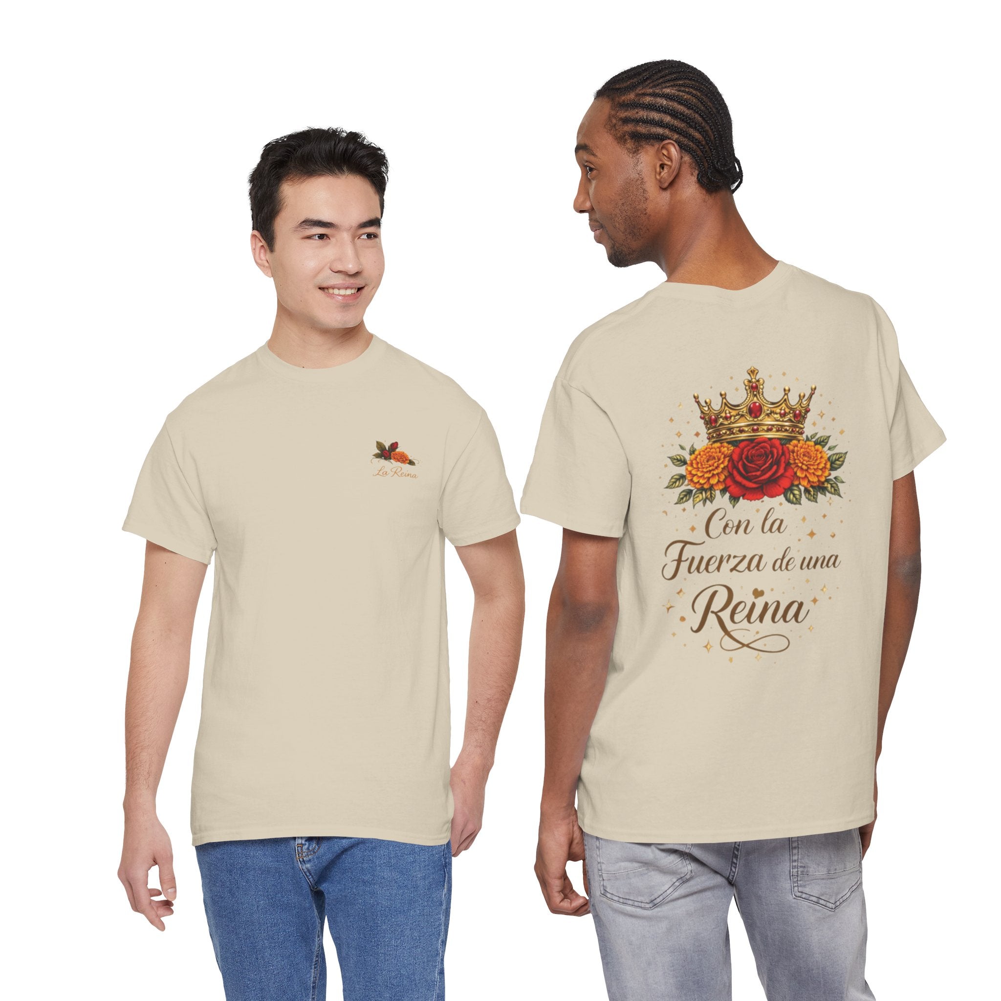Graphic Tee — “Con la Fuerza de una Reina” Crown & Rose T-Shirt