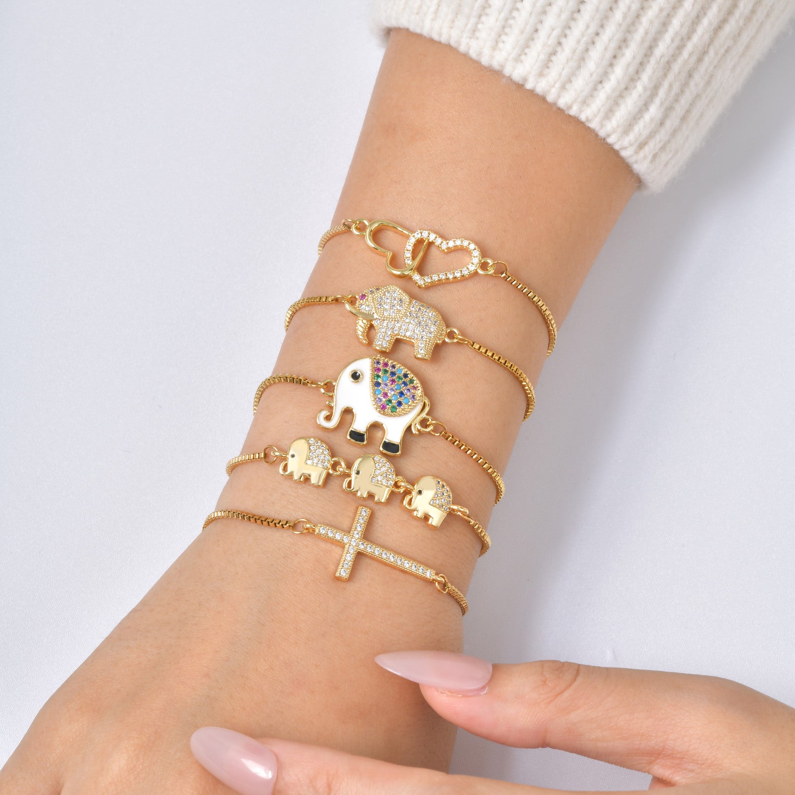 Luxe Copper Bangle With Inlays Colorful Resin-coated Zircons Exquisite Design Adjustable Size