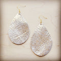 **Leather Teardrop Earring-Heavy Metal White 210j
