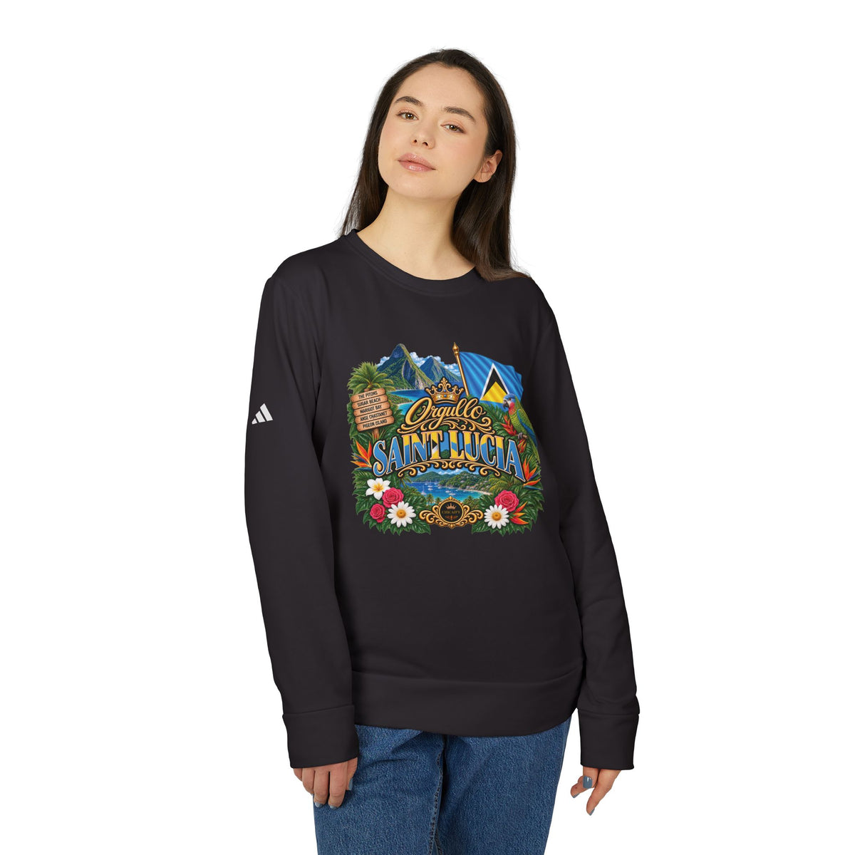 Orgullo Saint Lucia — Raíces Unidas Collection | adidas Crewneck Sweatshirt