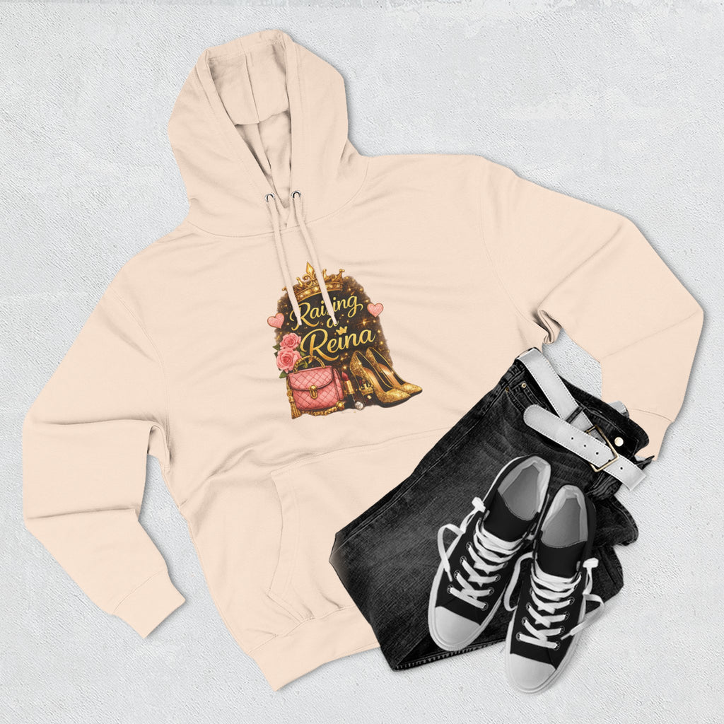 Raising a Reina Hoodie — Floral Crown Heels Mom Empowerment Pullover