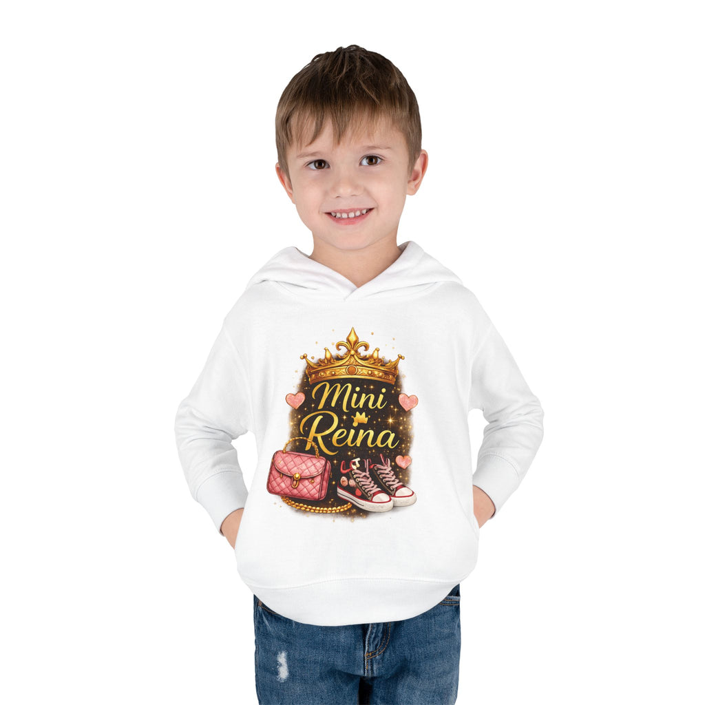 Toddler Hoodie - "Mini Reina" Crown & Shoes Pullover for Baby Girls