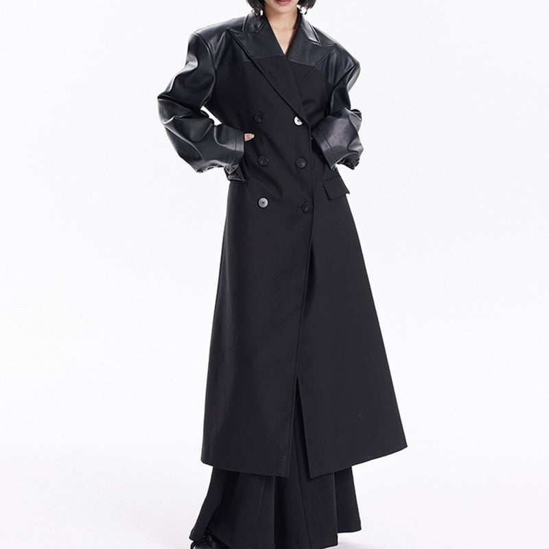 PU-Trim Lapel Jacket