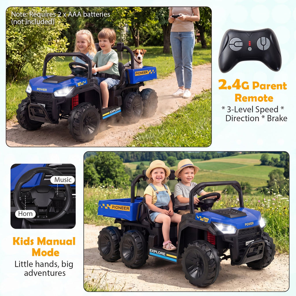 24V 2-Seater Kids' Ride-On Dump Truck | 4WD