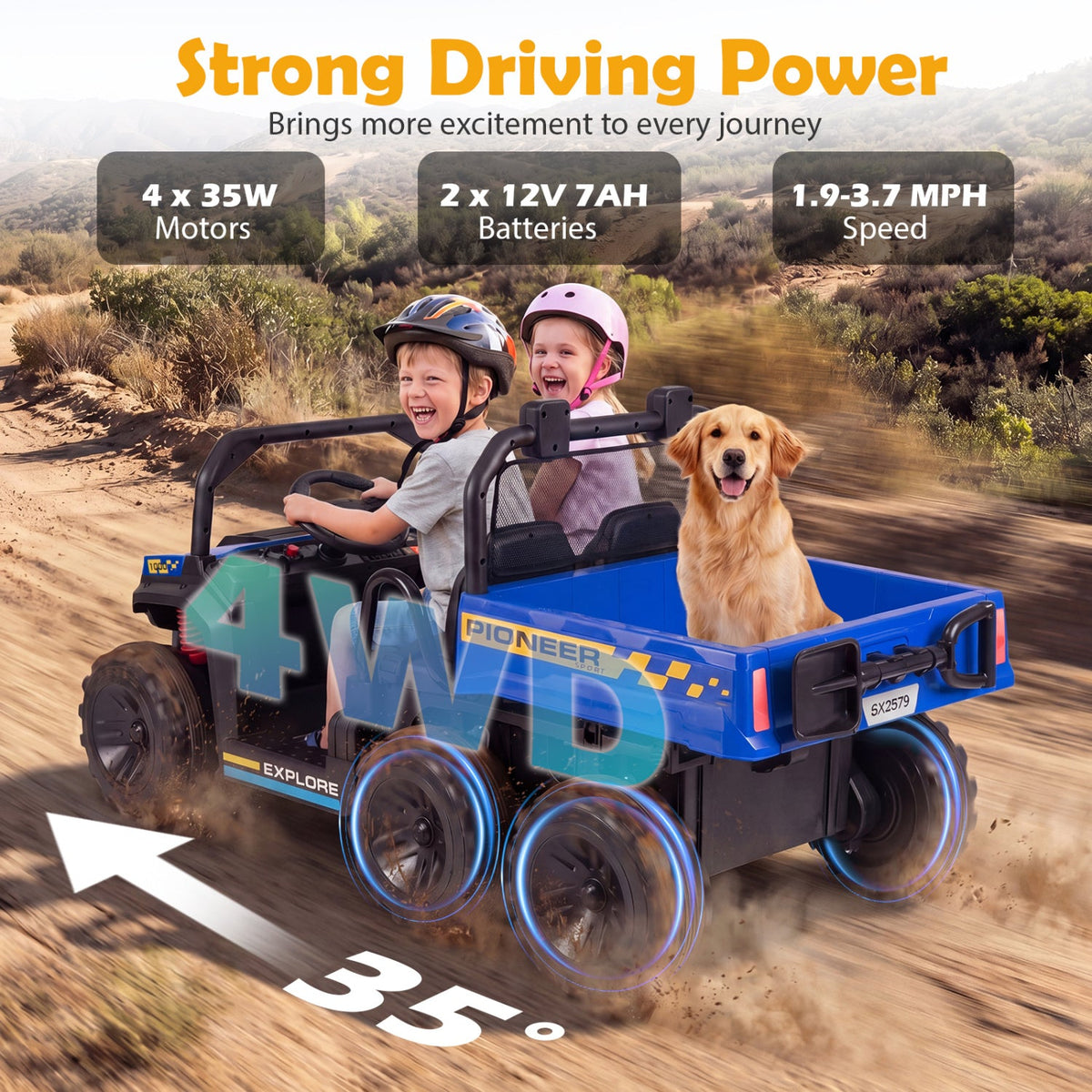 24V 2-Seater Kids' Ride-On Dump Truck | 4WD