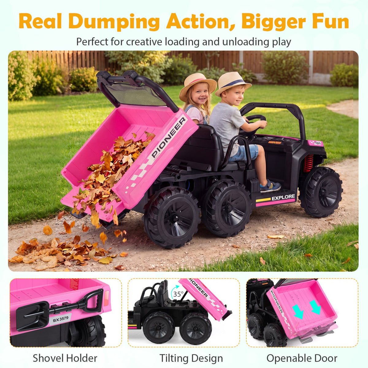 24V 2-Seater Kids' Ride-On Dump Truck | 4WD
