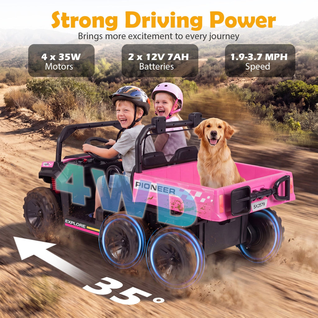 24V 2-Seater Kids' Ride-On Dump Truck | 4WD