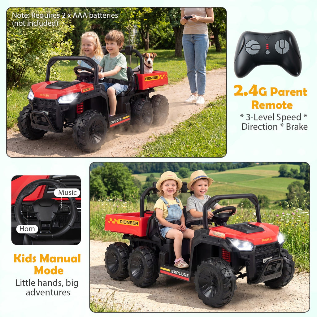 24V 2-Seater Kids' Ride-On Dump Truck | 4WD