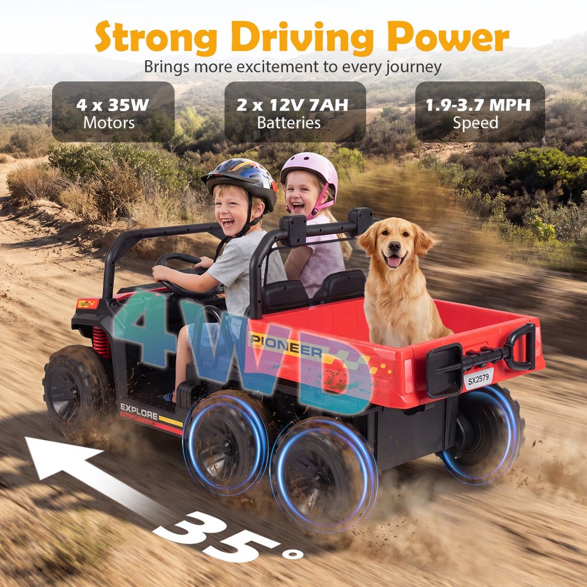 24V 2-Seater Kids' Ride-On Dump Truck | 4WD