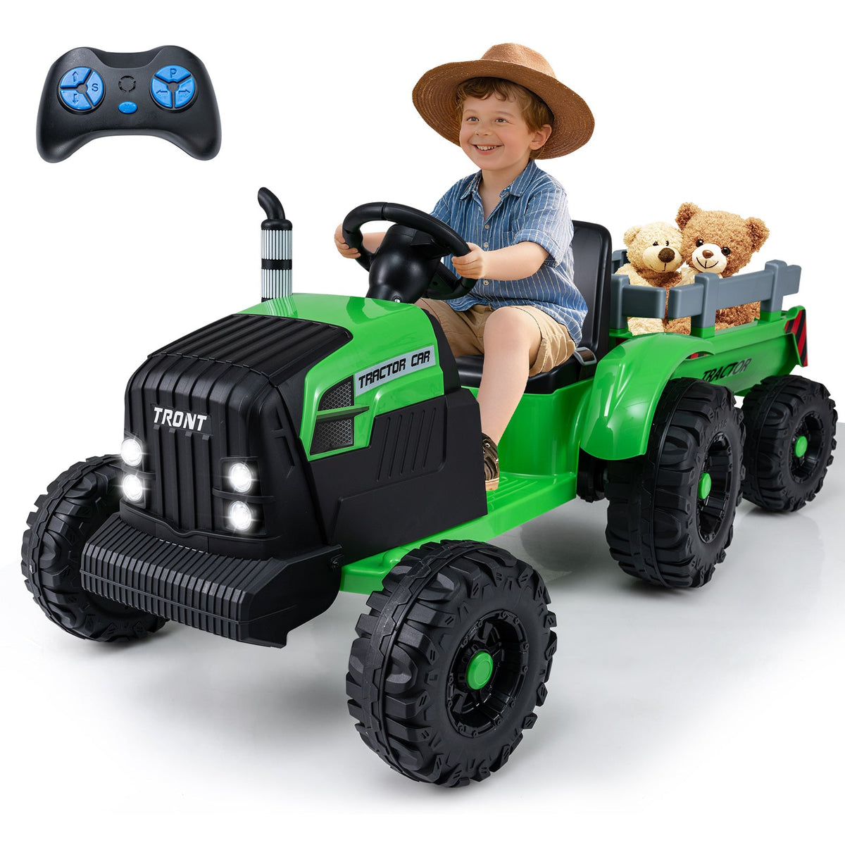 24V Kids' Electric Ride-On Tractor with Trailer & Remote