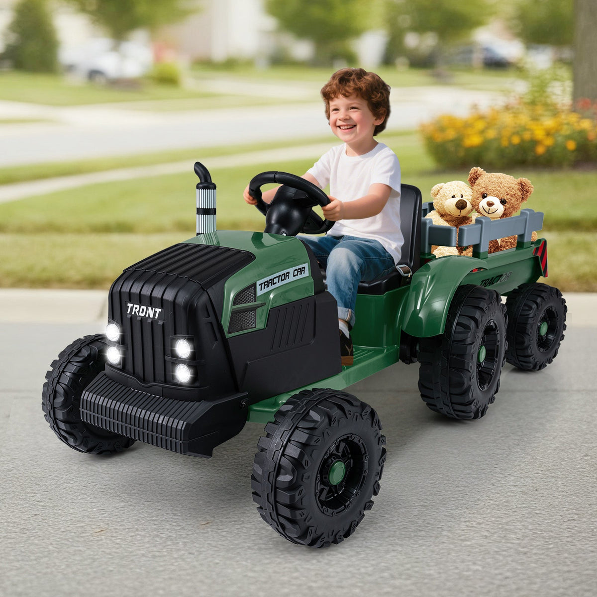 24V Kids' Electric Ride-On Tractor with Trailer & Remote