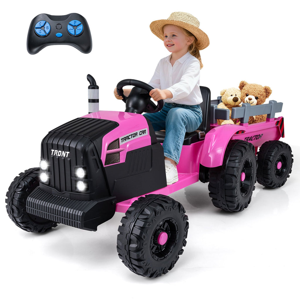 24V Kids' Electric Ride-On Tractor with Trailer & Remote