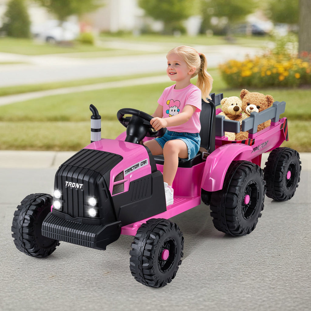 24V Kids' Electric Ride-On Tractor with Trailer & Remote