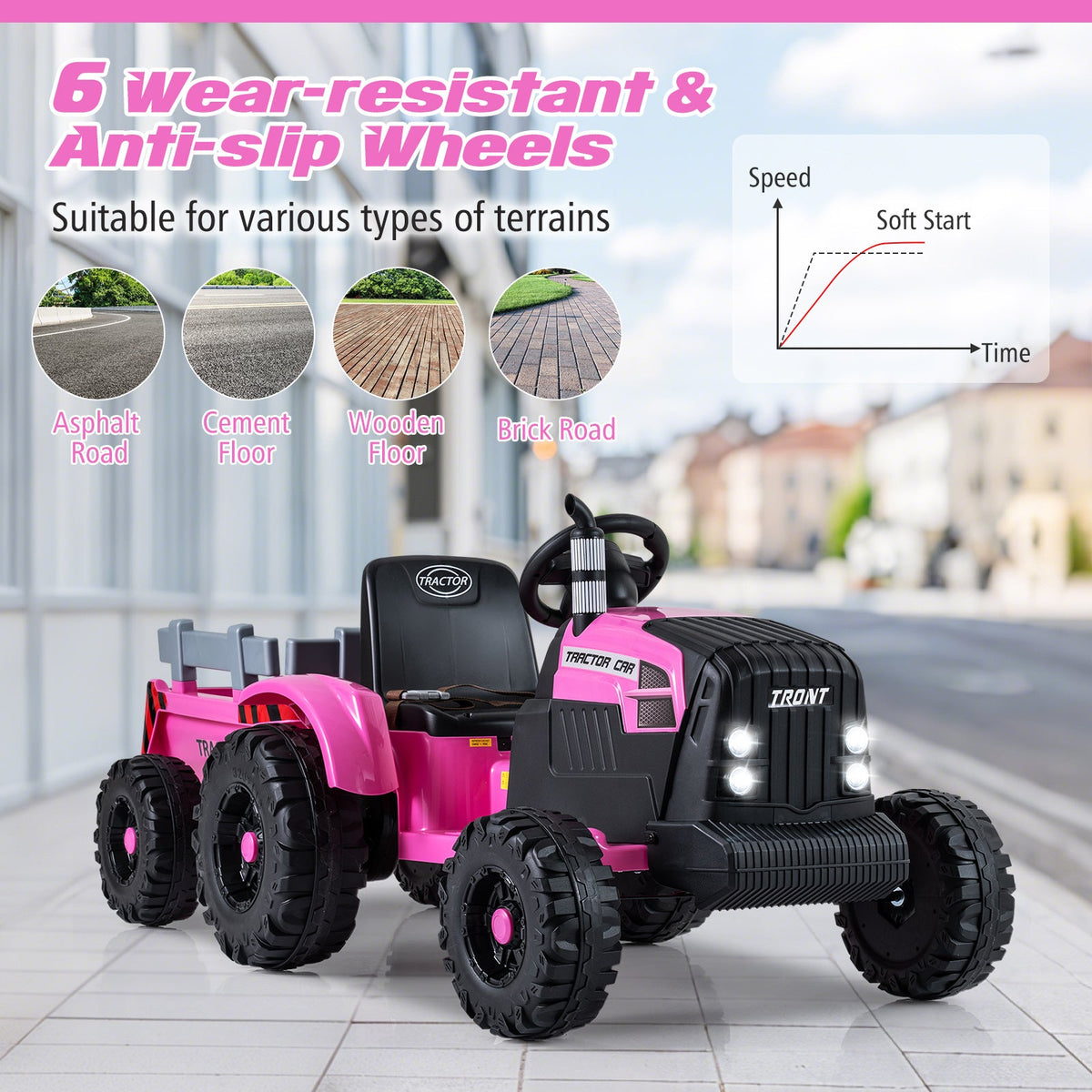 24V Kids' Electric Ride-On Tractor with Trailer & Remote