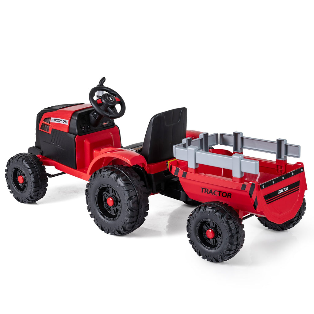 24V Kids' Electric Ride-On Tractor with Trailer & Remote