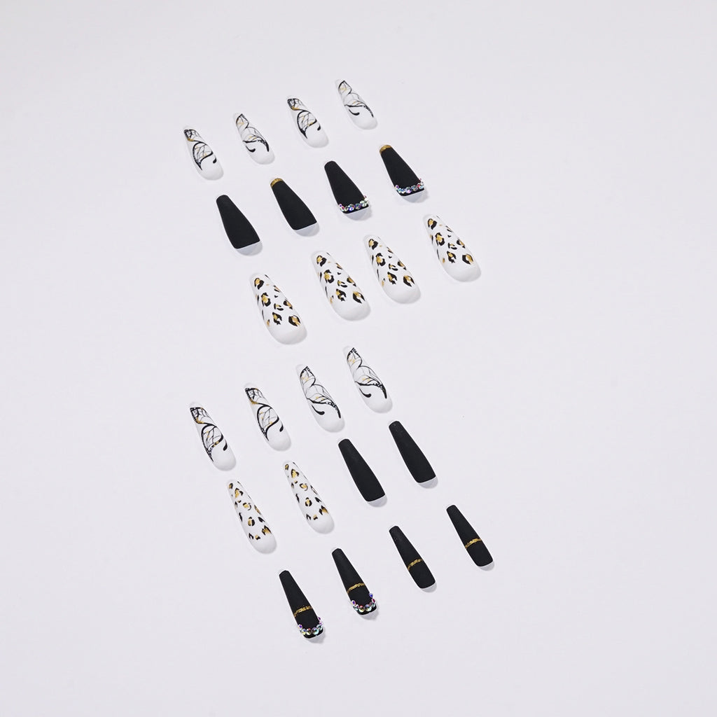 Leopard Butterfly Crystal Press-On Nails