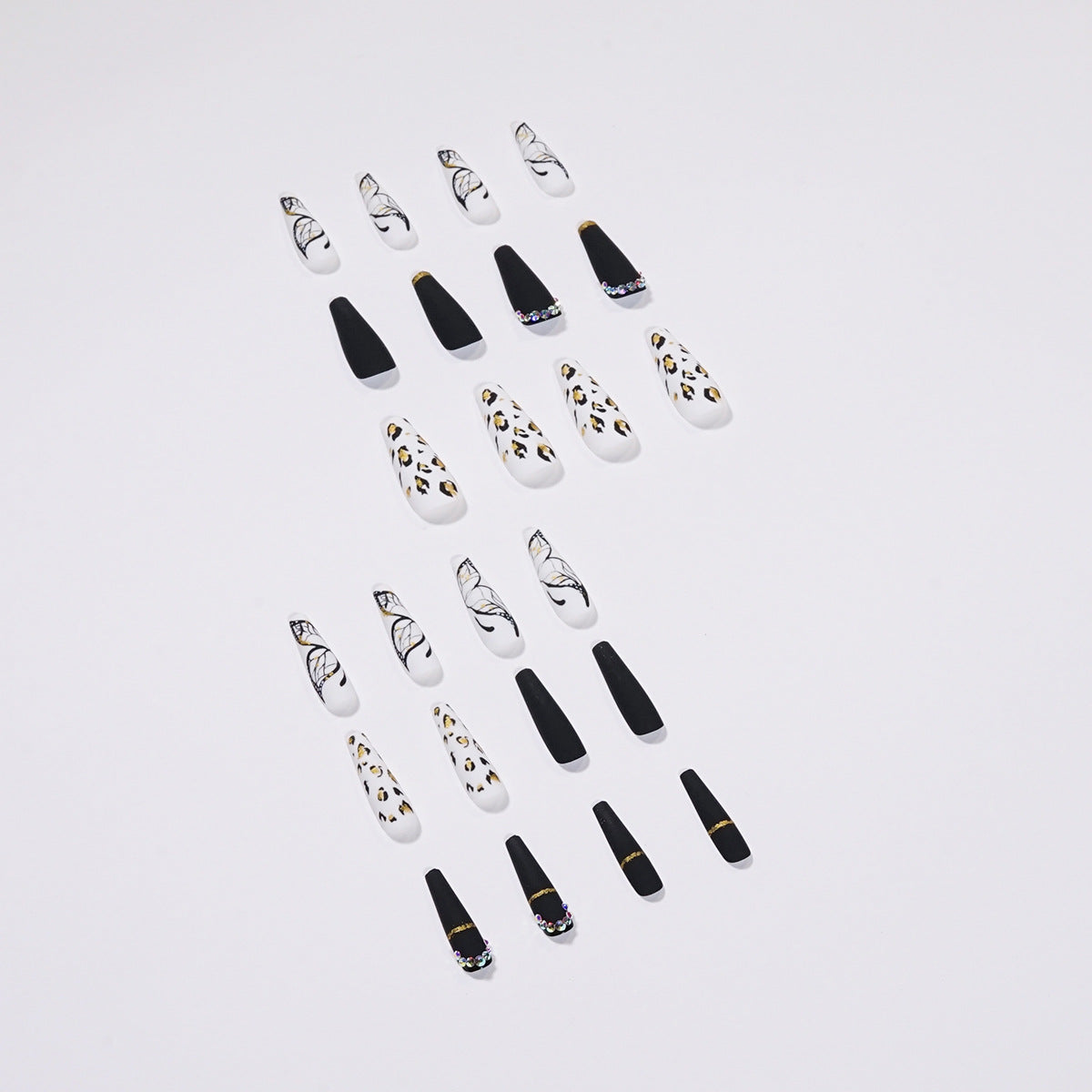 Leopard Butterfly Crystal Press-On Nails