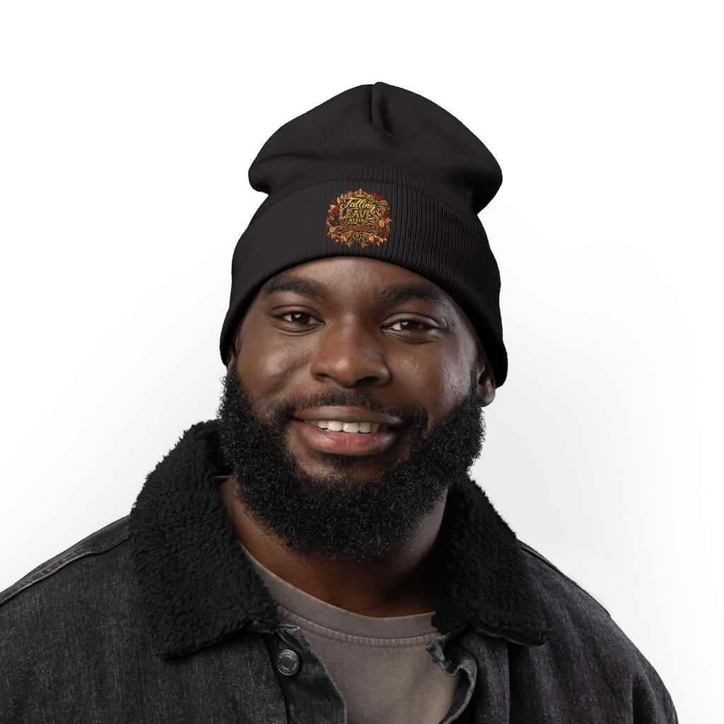 Falling Leaves, Rising Standards | Knit Beanie (Embroidery)