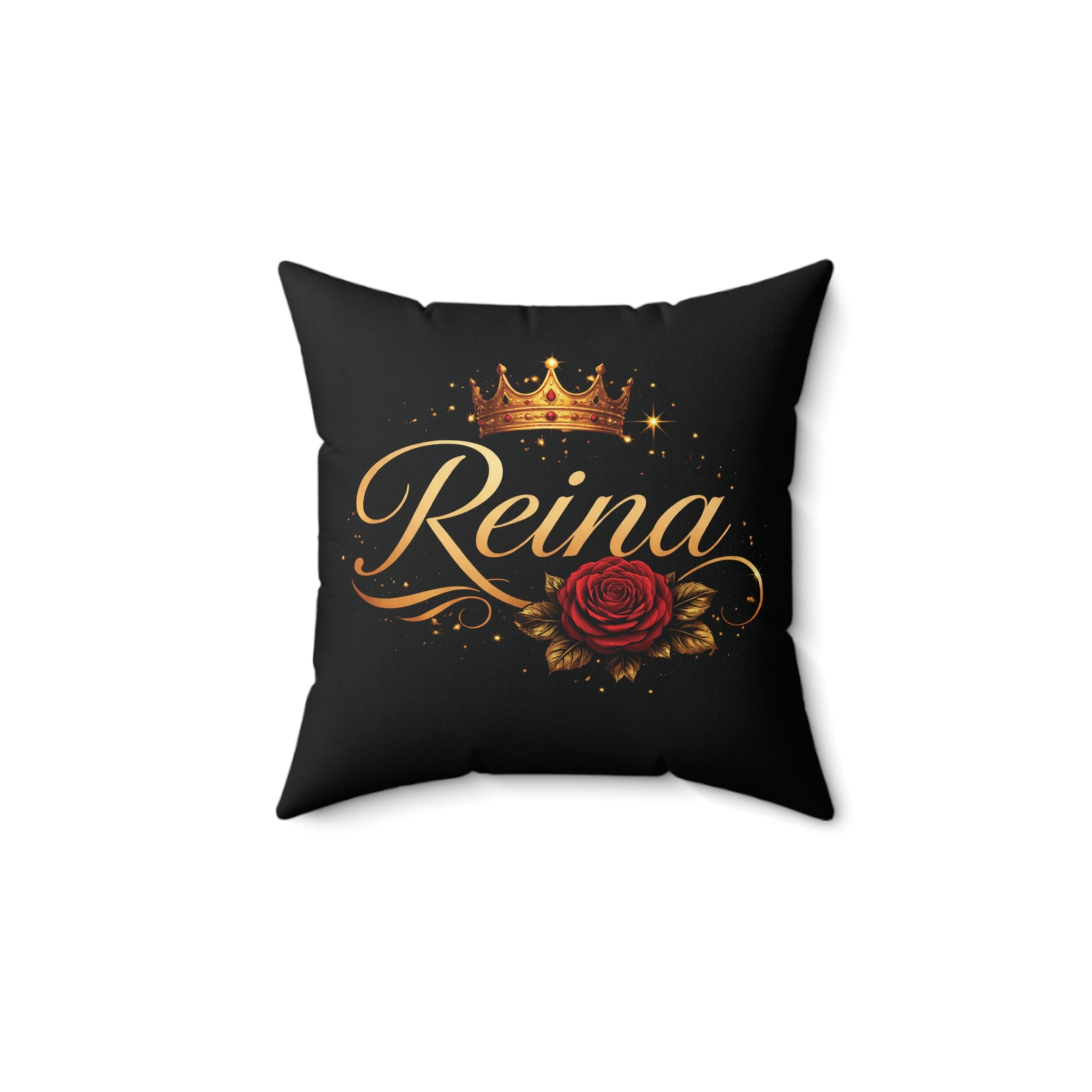 Reina Decorative Pillow — Crown & Rose Accent Throw Pillow