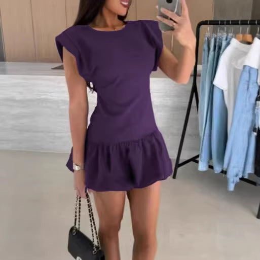 Ruffle Short-Sleeve Midi Dress
