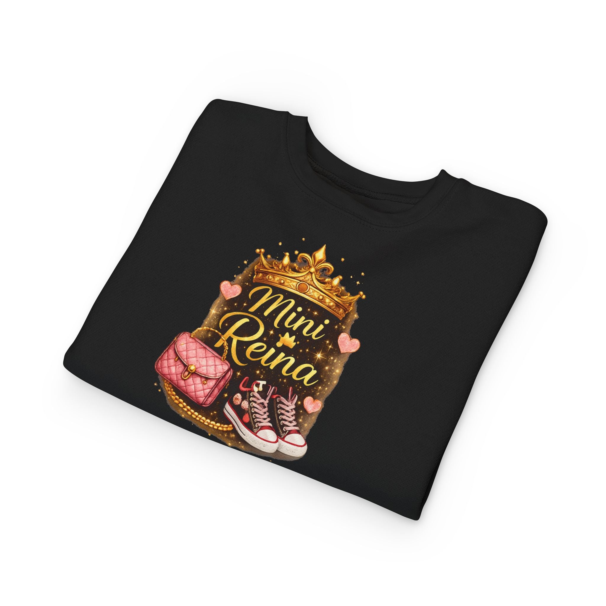 Mini Reina Toddler Sweatshirt — Cute Crown, Sneakers & Purse Kids Pullover