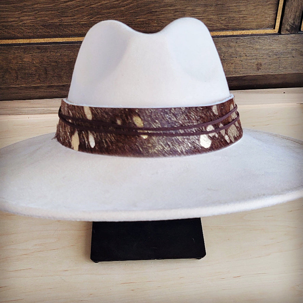Wide Hair Hide Mixed Metallic Hat Band Only 954e