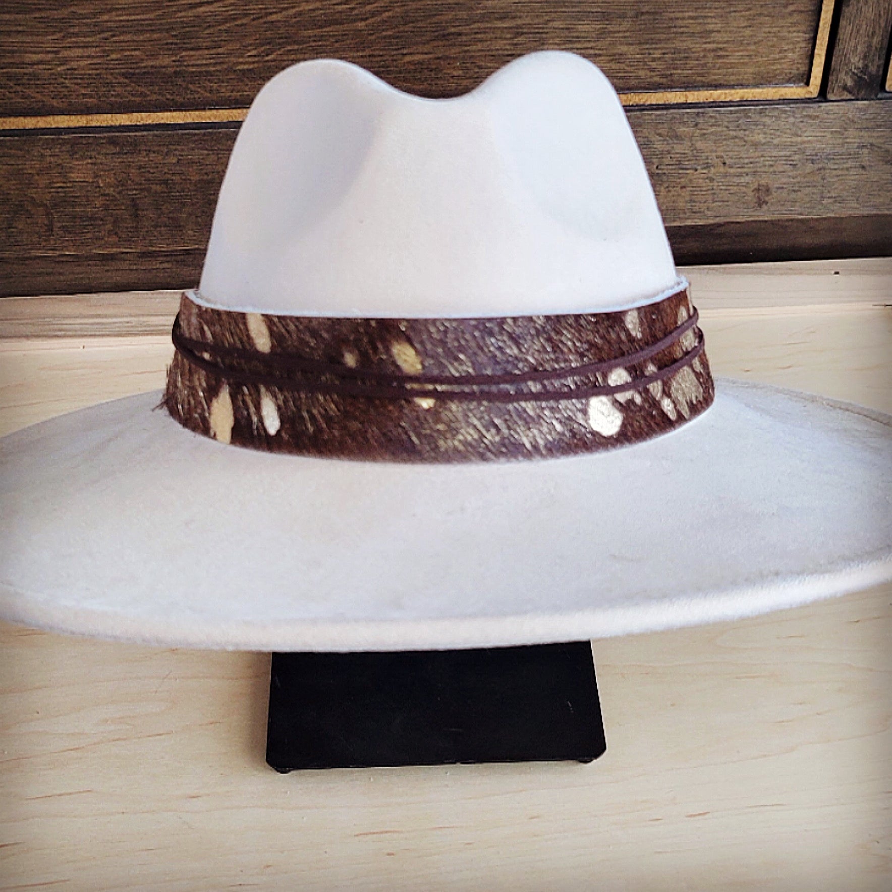 Wide Hair Hide Mixed Metallic Hat Band Only 954e