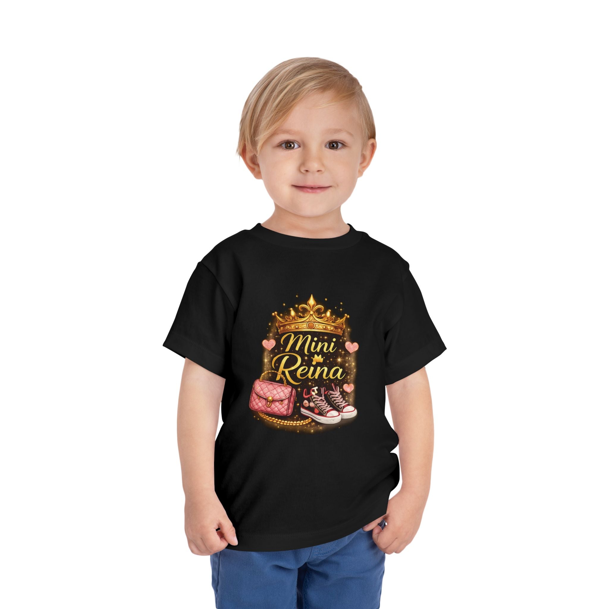 Toddler Tee — "Mini Reina" Crown Design | Crown, Pink Sneakers & Purse Graphic