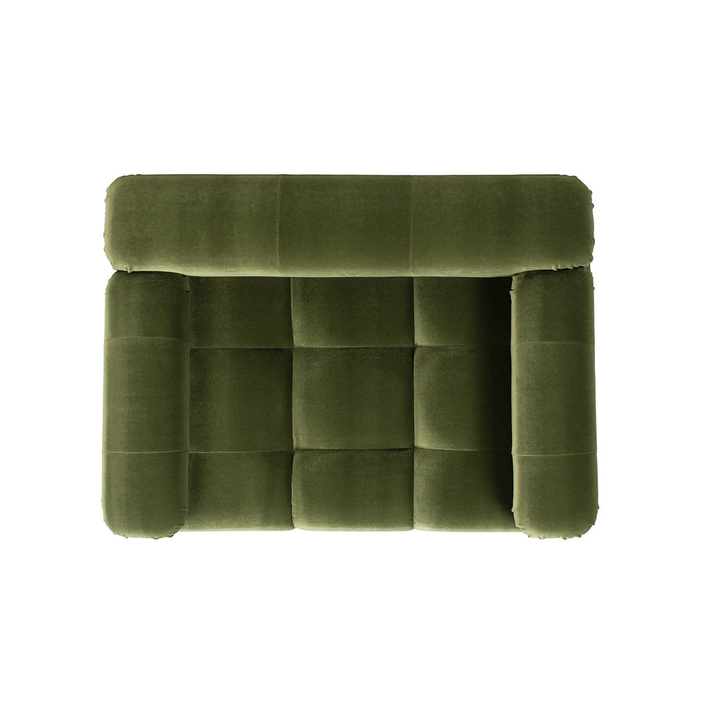 Olive Green Velvet Upholstered Pet Bed with Bolstered Arms - Small to Medium