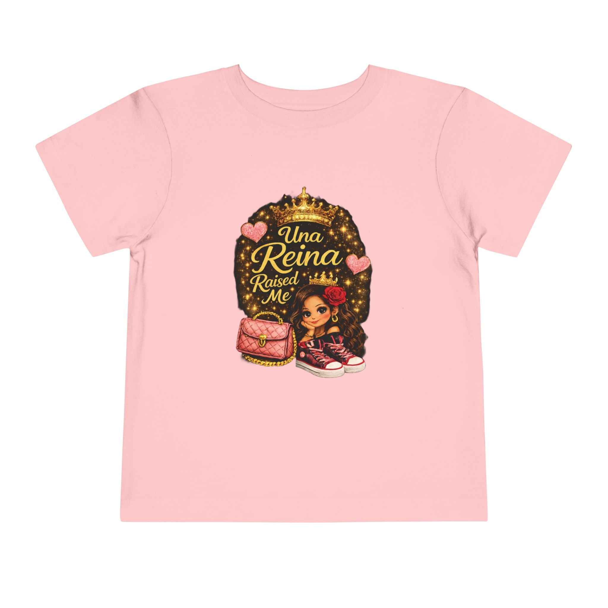 Toddler Tee — "Una Reina Raised Me" Cute Latina Princess Graphic