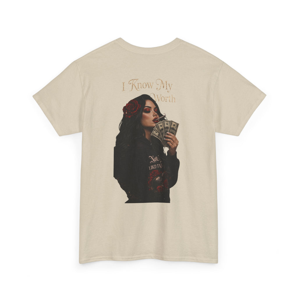 Graphic Tee — 'I Know My Worth' Rose Girl Money Design