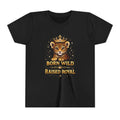 Youth Tee — "Born Wild Raised Royal" Crowned Jaguar Cub Kids T-Shirt