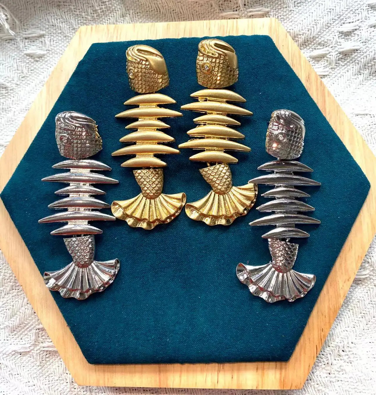 Vintage Fishbone Statement Earrings