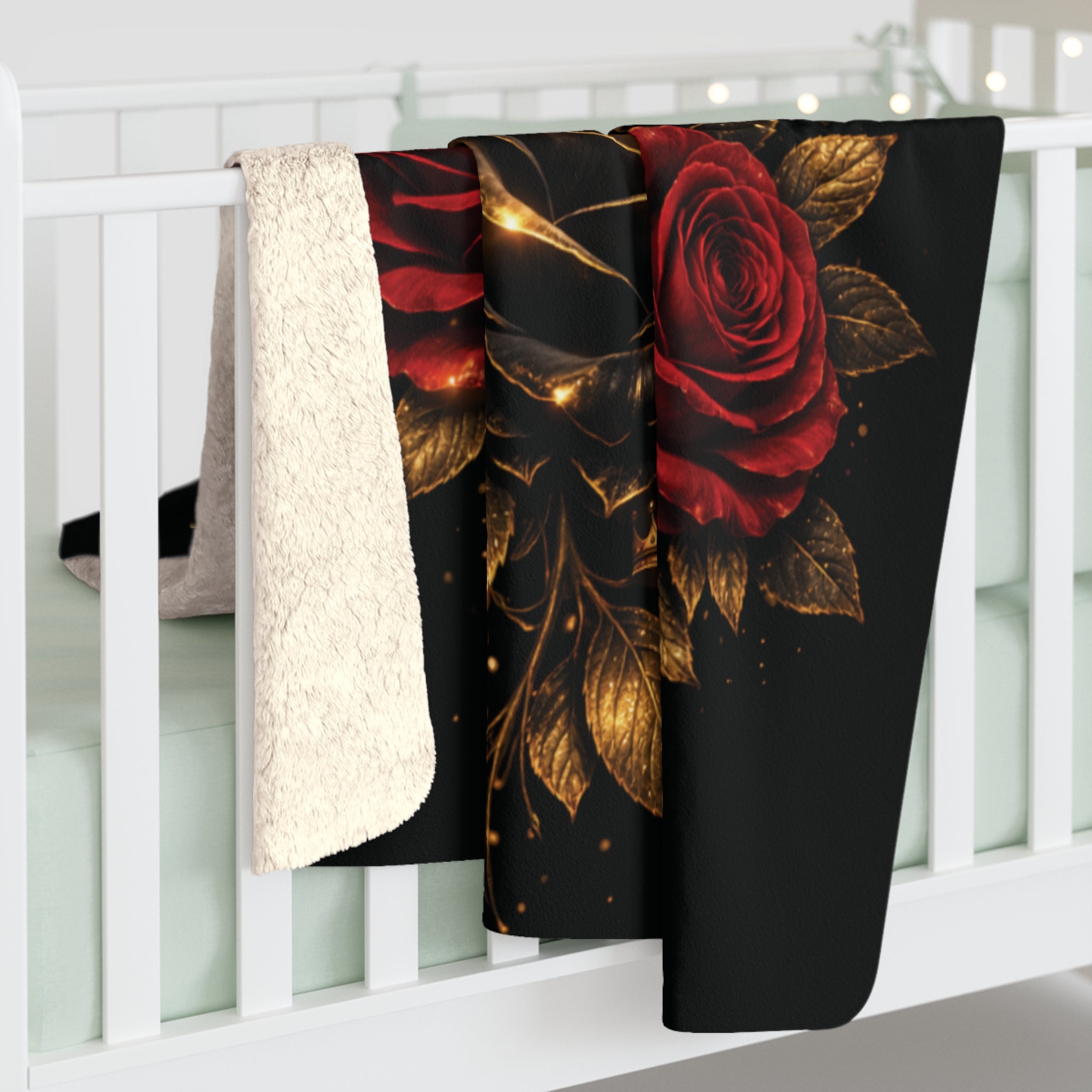 Bloom Like a Queen Sherpa Blanket — Floral Crown Throw with Spanish "Hecha para Florecer"