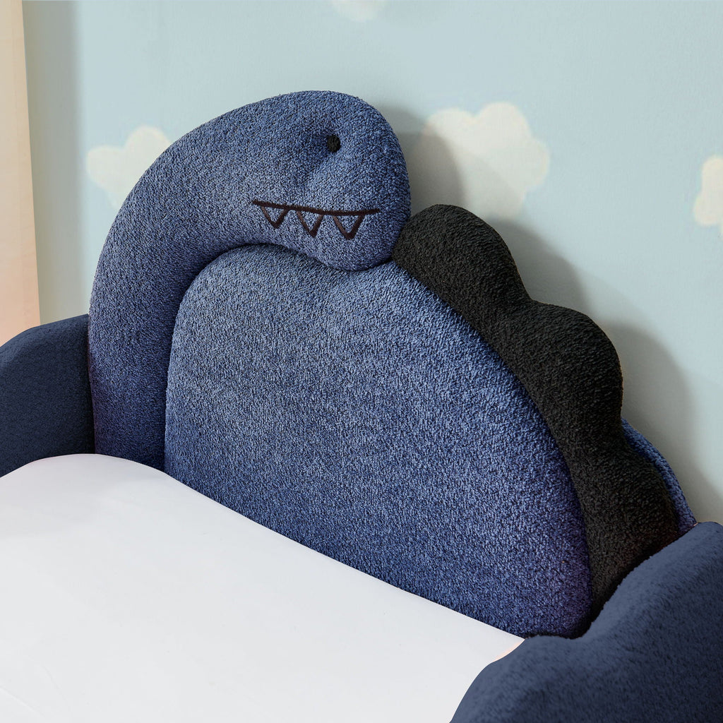 Dinosaur Shaped Toddler Bed with Safety Guardrail - Twin Upholstered Bed
