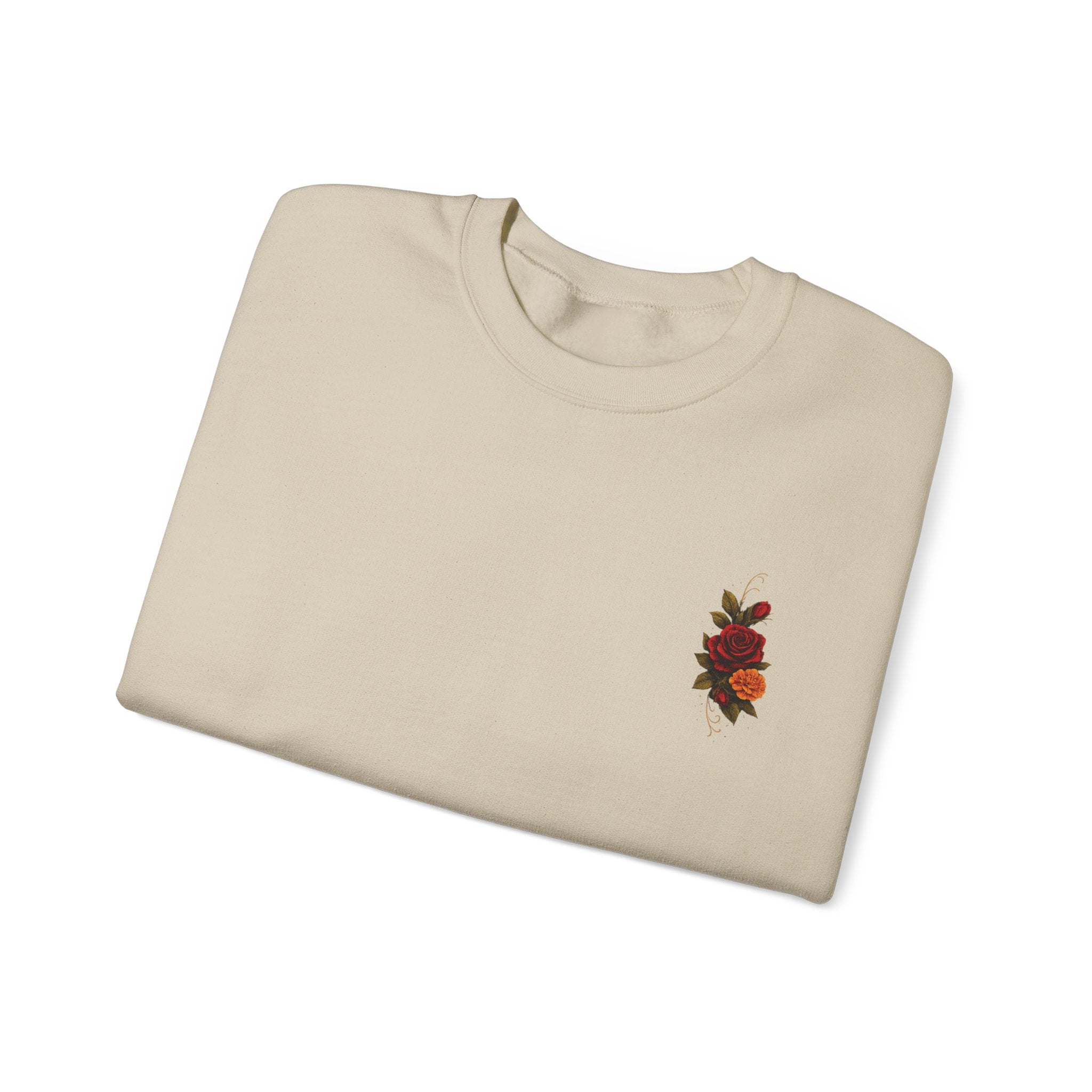 Day of the Dead Skull Crewneck Sweatshirt — Floral Sugar Skull Backprint
