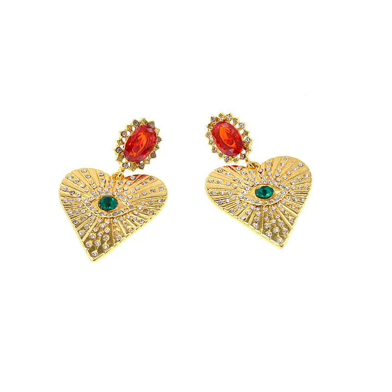 Crystal Heart Drop Earrings