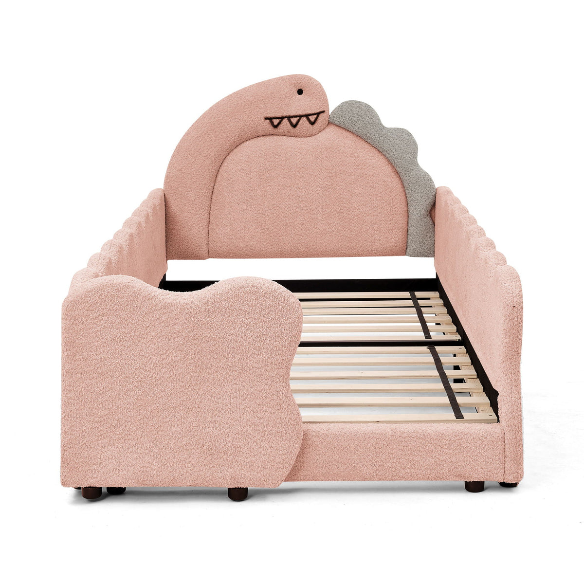 Dinosaur Shaped Toddler Bed with Safety Guardrail - Twin Upholstered Bed