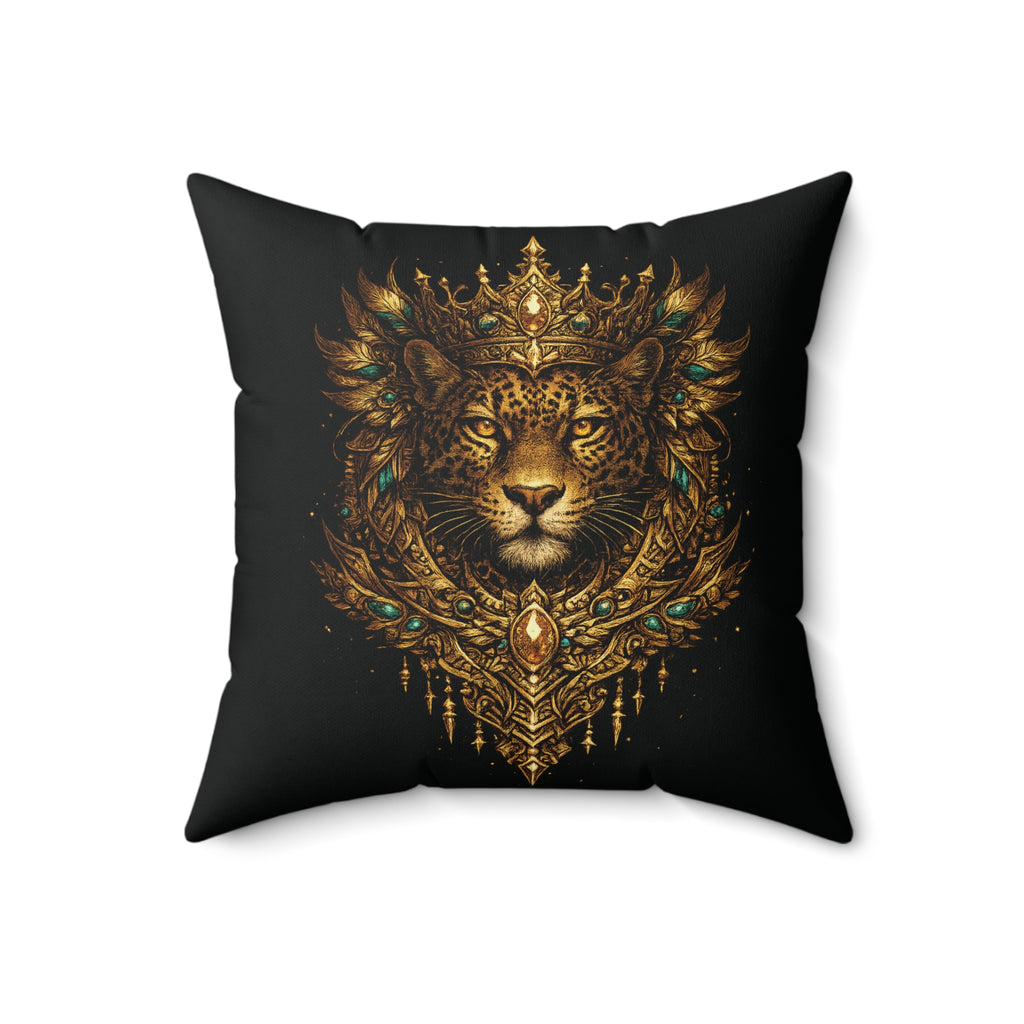 Golden Crowned Jaguar Decorative Pillow